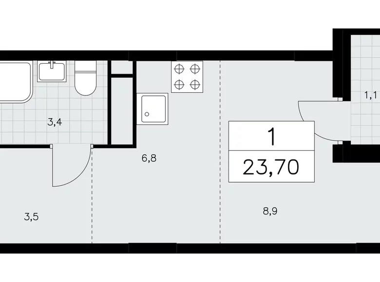Mieszkanie 1 pokój 24 m² Moskwa, Rosja