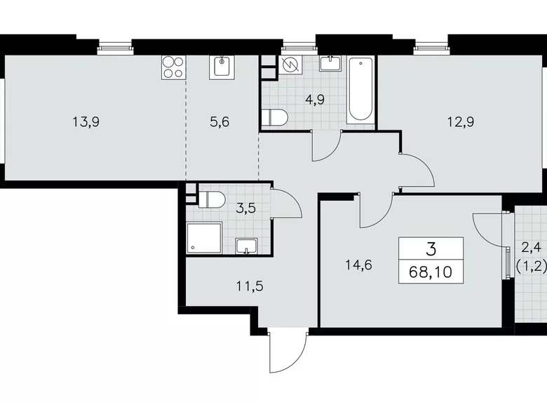 Wohnung 3 Zimmer 68 m² Moskau, Russland