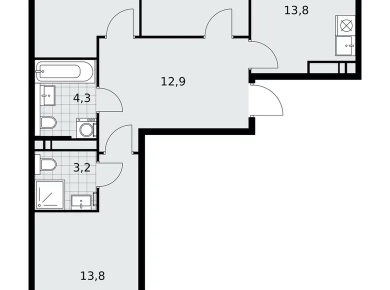 Mieszkanie 3 pokoi 73 m² poselenie Sosenskoe, Rosja