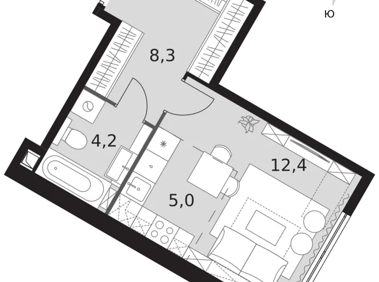 Студия 1 комната 30 м² район Коньково, Россия