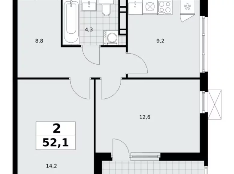 Wohnung 2 Zimmer 52 m² Moskau, Russland