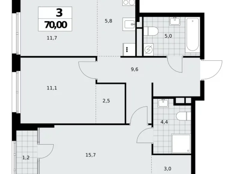 Apartamento 3 habitaciones 70 m² Northern Administrative Okrug, Rusia