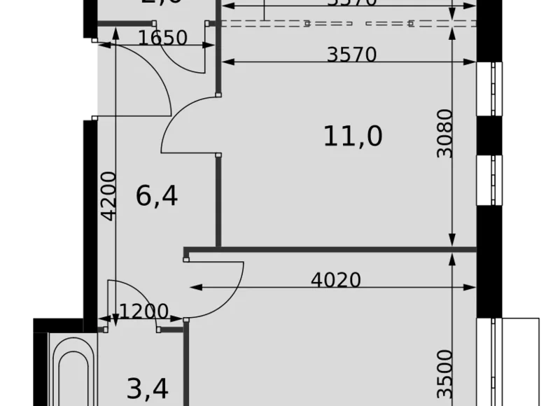 2 room apartment 43 m² Razvilka, Russia