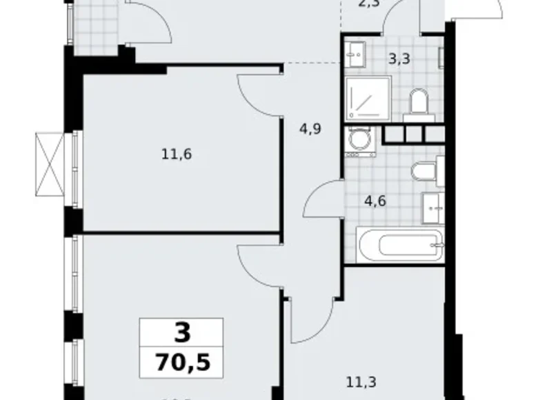 Appartement 3 chambres 71 m² South-Western Administrative Okrug, Fédération de Russie