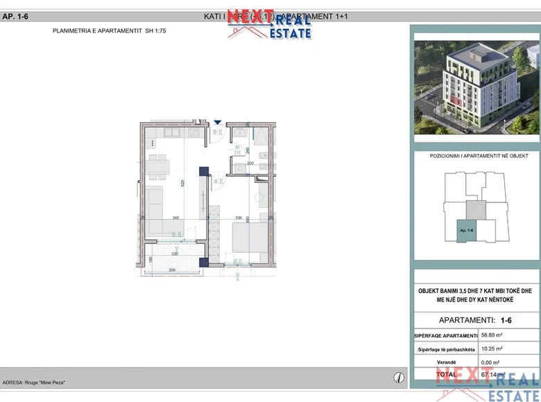 1 bedroom apartment 57 m² Paskuqan, Albania