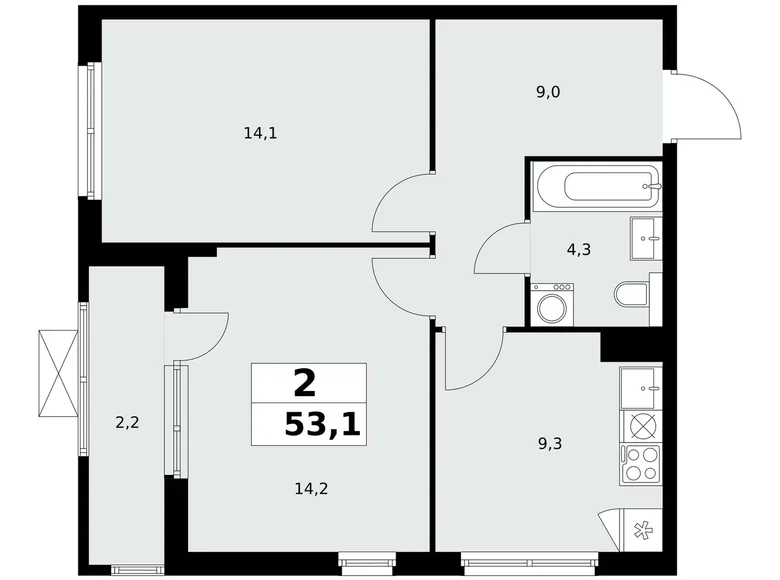 Mieszkanie 2 pokoi 53 m² poselenie Sosenskoe, Rosja