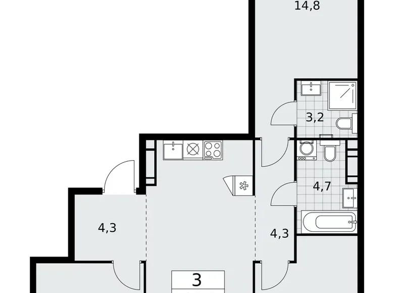 Apartamento 3 habitaciones 81 m² Moscú, Rusia