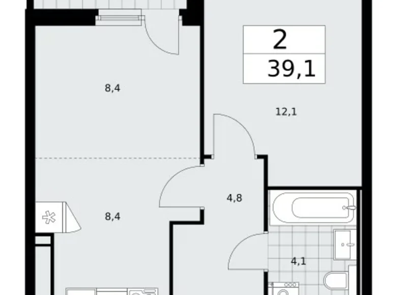 Квартира 2 комнаты 39 м² Москва, Россия