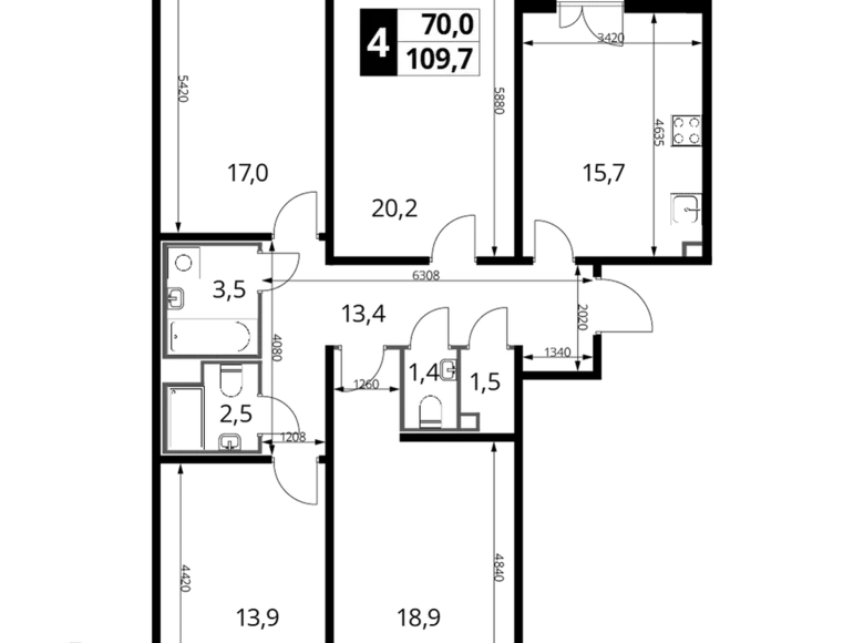 Mieszkanie 4 pokoi 110 m² Nekrasovka District, Rosja