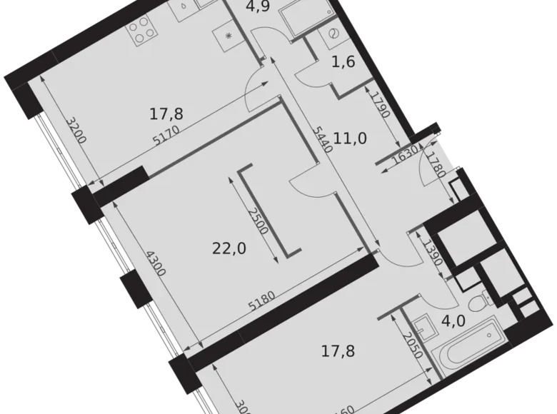 Квартира 3 комнаты 79 м² район Коньково, Россия