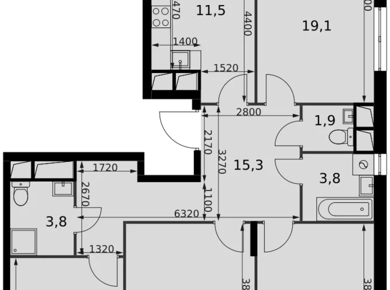 Apartamento 4 habitaciones 99 m² Razvilka, Rusia