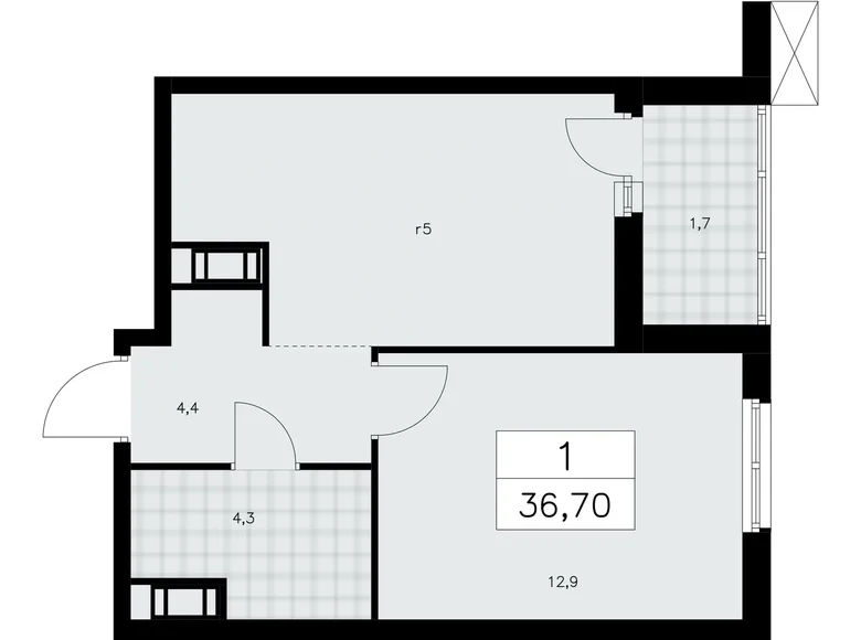 Квартира 1 комната 37 м² Красное Село, Россия