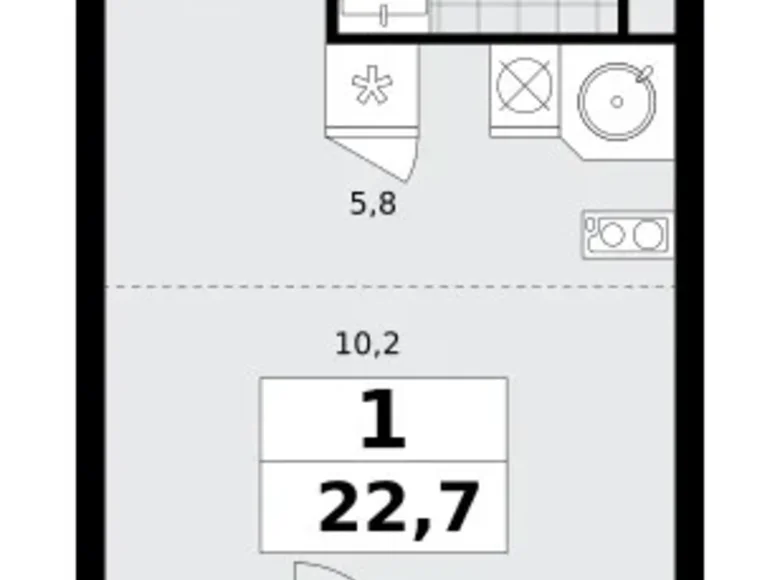 Квартира 1 комната 23 м² поселение Сосенское, Россия