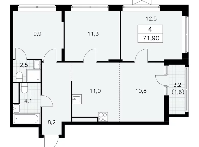 Apartamento 4 habitaciones 72 m² poselenie Sosenskoe, Rusia