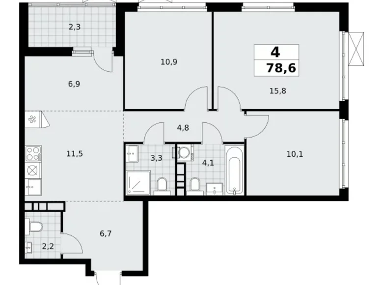 Apartamento 4 habitaciones 79 m² Moscú, Rusia