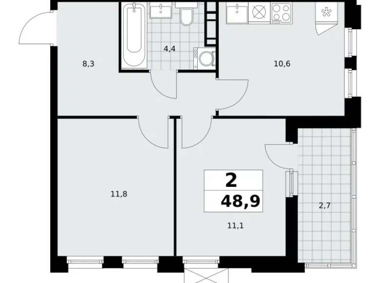 Wohnung 2 Zimmer 49 m² Moskau, Russland