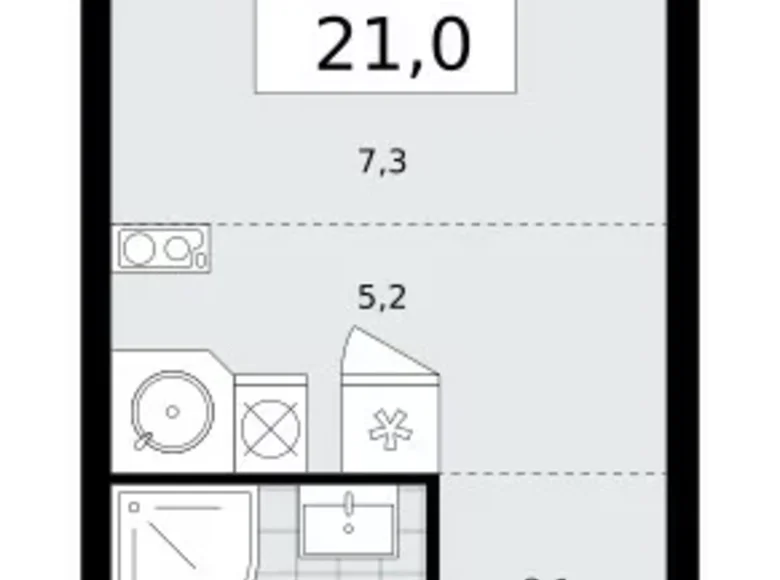 Mieszkanie 1 pokój 21 m² poselenie Sosenskoe, Rosja