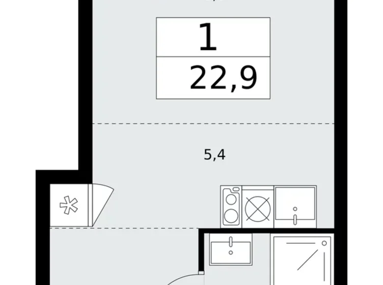 Квартира 1 комната 23 м² поселение Сосенское, Россия