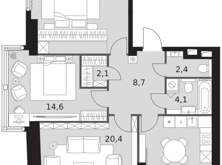 Appartement 3 chambres 90 m² Konkovo District, Fédération de Russie