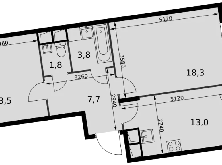 Appartement 2 chambres 60 m² Razvilka, Fédération de Russie