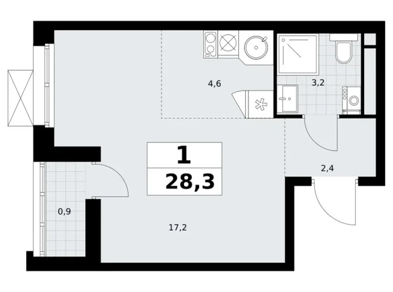 Wohnung 1 zimmer 28 m² Postnikovo, Russland