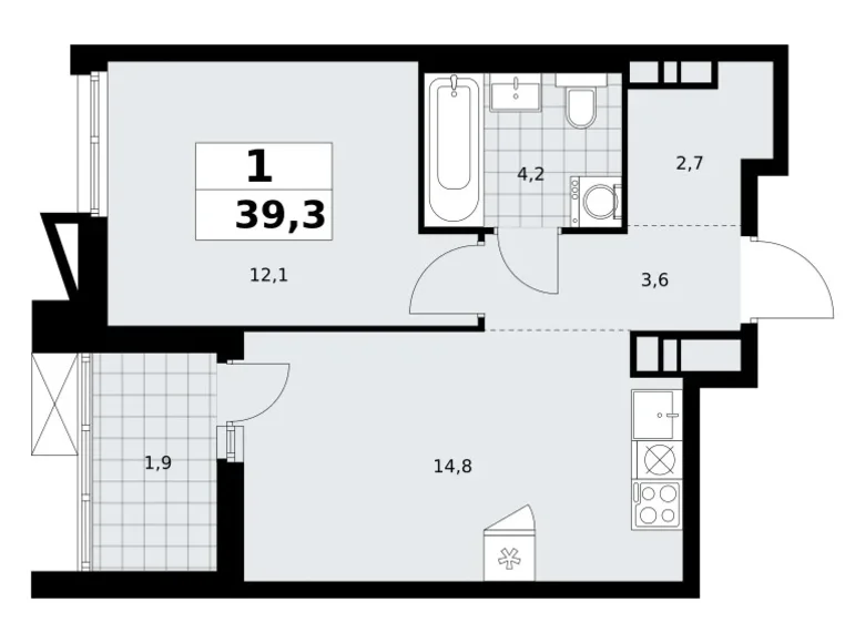 Mieszkanie 1 pokój 39 m² poselenie Sosenskoe, Rosja