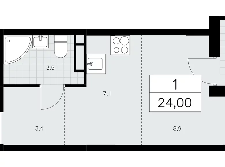 Appartement 1 chambre 24 m² Moscou, Fédération de Russie