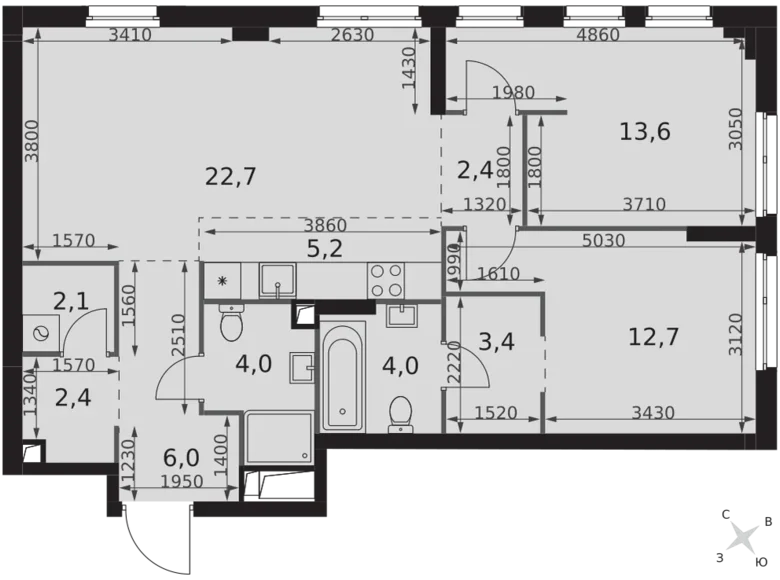 Apartamento 3 habitaciones 79 m² North-Western Administrative Okrug, Rusia