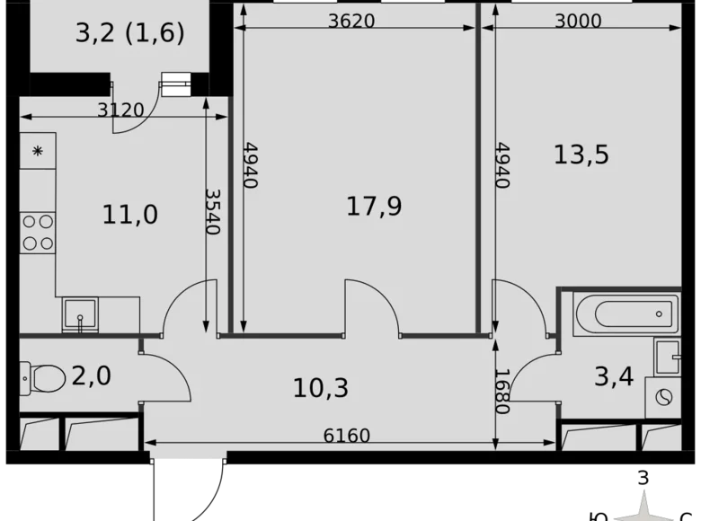 Appartement 2 chambres 60 m² Razvilka, Fédération de Russie