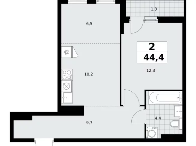Mieszkanie 2 pokoi 44 m² poselenie Sosenskoe, Rosja