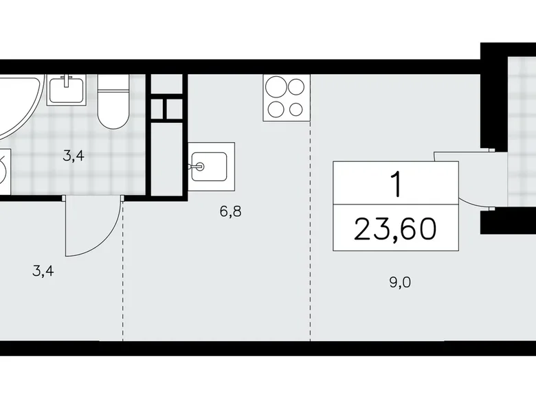 Квартира 1 комната 24 м² поселение Сосенское, Россия