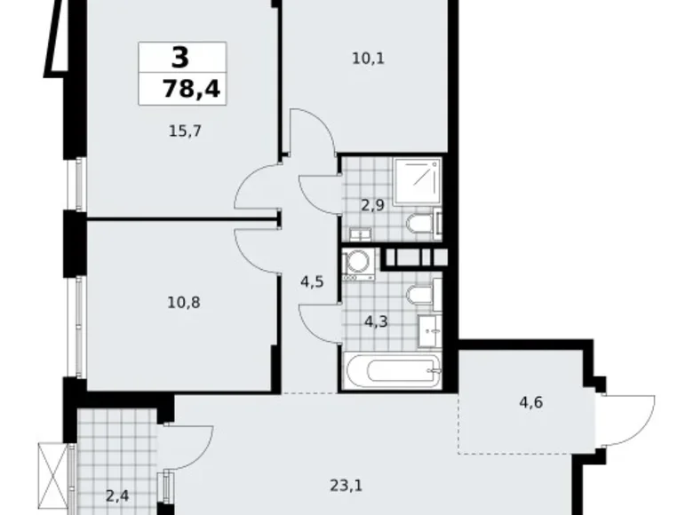 Apartamento 3 habitaciones 78 m² poselenie Sosenskoe, Rusia