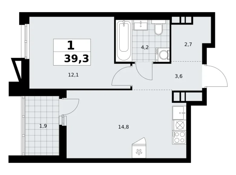 Wohnung 1 zimmer 39 m² poselenie Sosenskoe, Russland