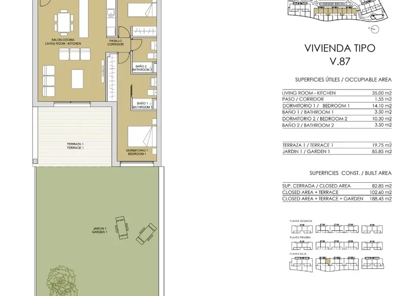 Бунгало 3 комнаты 83 м² Pilar de la Horadada, Испания