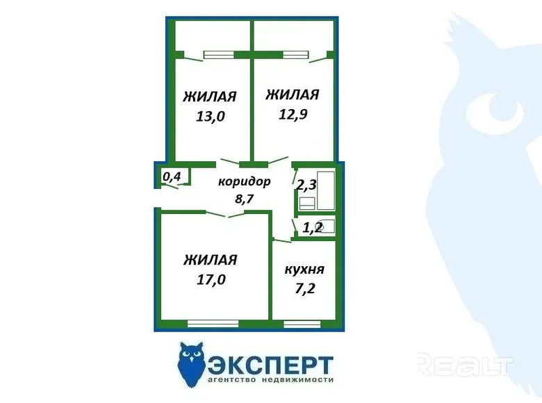 Квартира 3 комнаты 66 м² Дзержинск, Беларусь