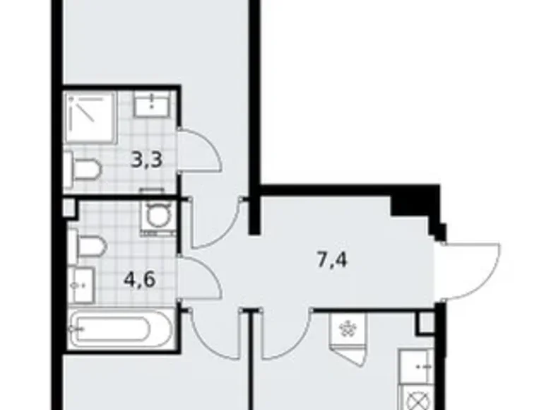 Appartement 2 chambres 60 m² Troïtsk, Russie