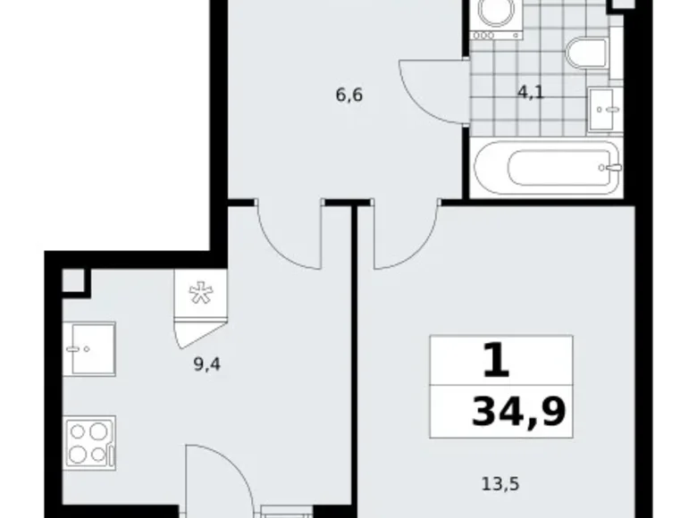 Appartement 1 chambre 35 m² poselenie Sosenskoe, Fédération de Russie