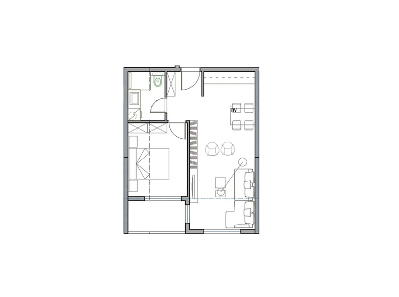 Квартира 1 комната 46 м² Бечичи, Черногория