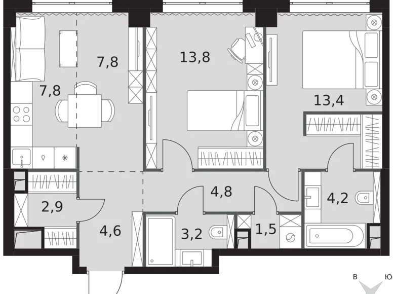 Appartement 3 chambres 64 m² North-Western Administrative Okrug, Fédération de Russie