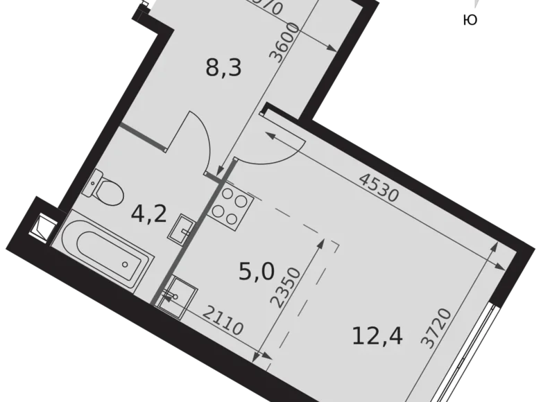 Студия 1 комната 30 м² район Коньково, Россия