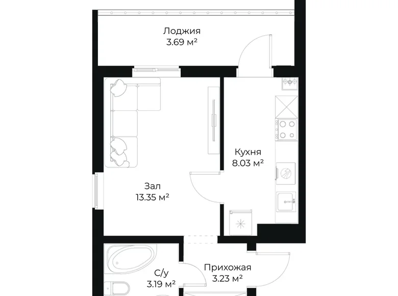 Квартира 1 комната 31 м² Ташкент, Узбекистан