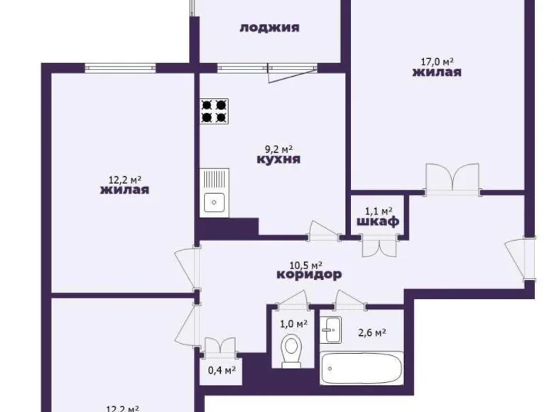 Mieszkanie 3 pokoi 66 m² Mińsk, Białoruś