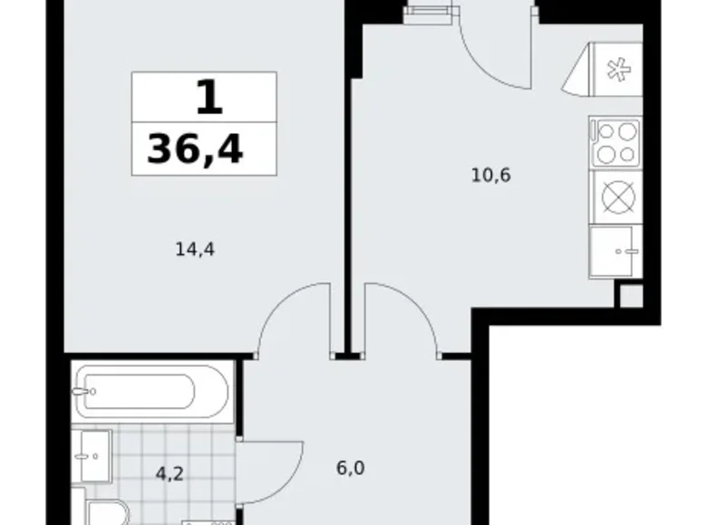 Mieszkanie 1 pokój 36 m² Troick, Rosja