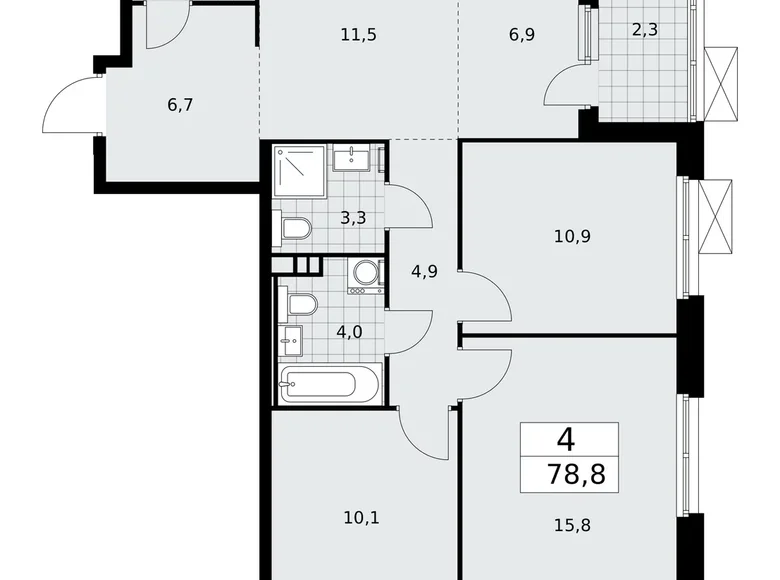 Квартира 4 комнаты 79 м² Москва, Россия