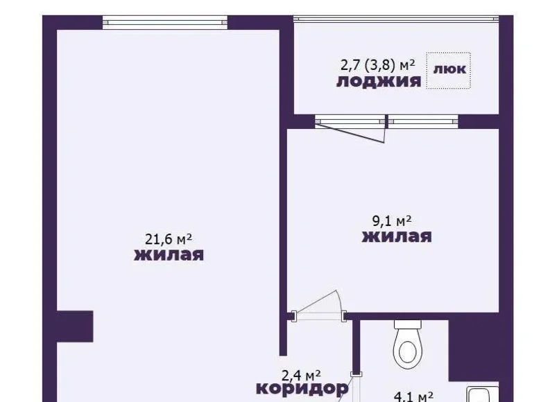 2 room apartment 40 m² Borovlyany, Belarus