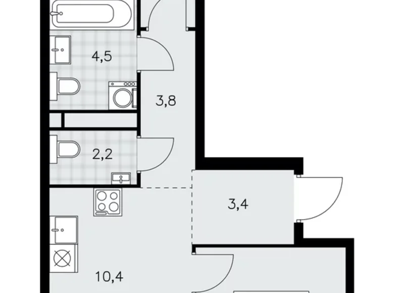 Apartamento 3 habitaciones 57 m² poselenie Sosenskoe, Rusia