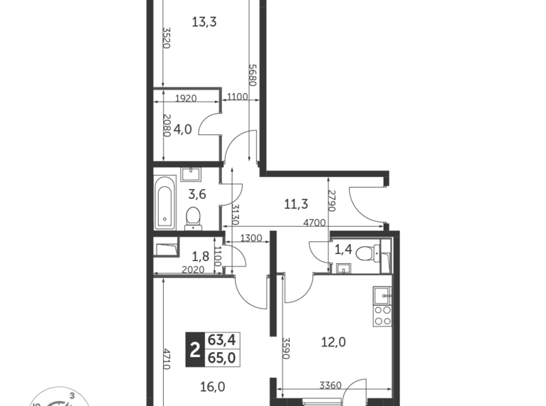 Mieszkanie 2 pokoi 64 m² Nekrasovka District, Rosja