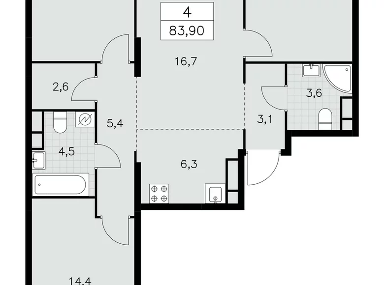 Appartement 4 chambres 84 m² South-Western Administrative Okrug, Fédération de Russie