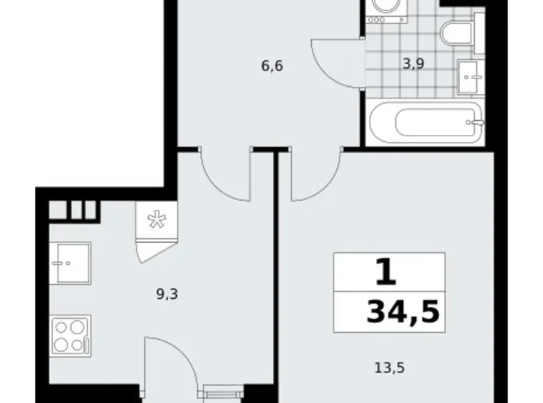 Mieszkanie 1 pokój 35 m² poselenie Sosenskoe, Rosja