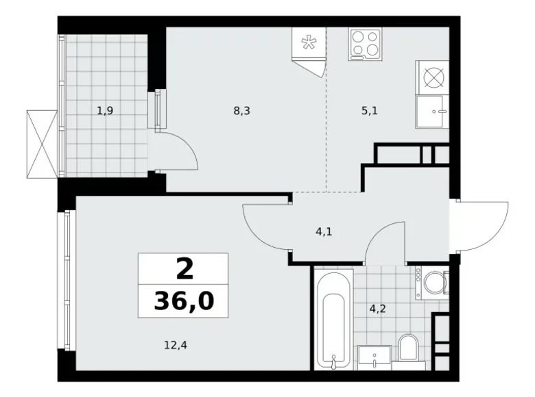 Wohnung 2 Zimmer 36 m² Moskau, Russland